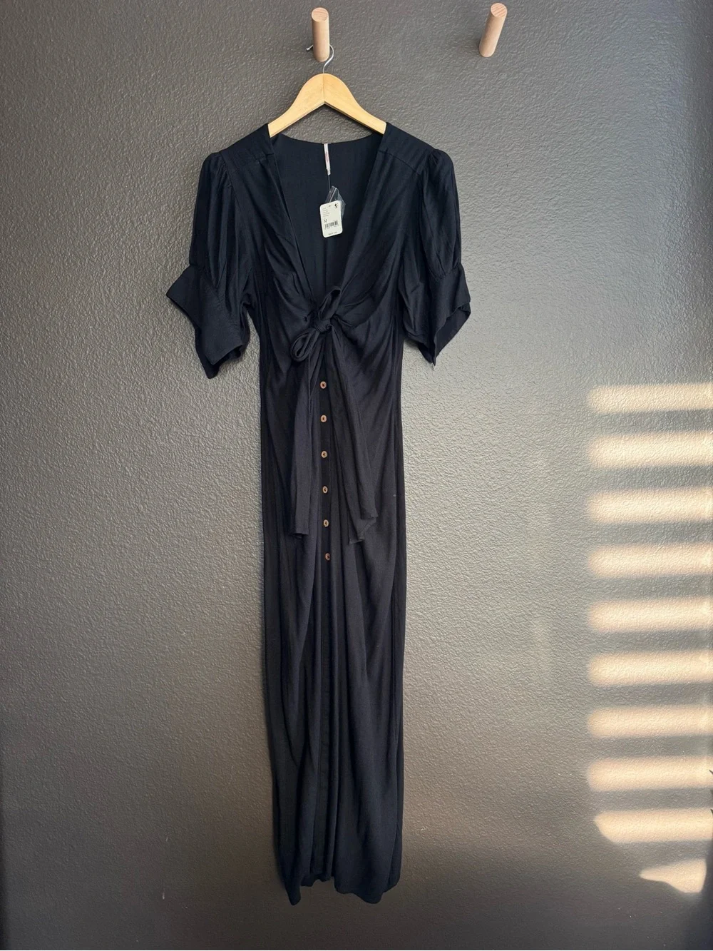 Free People Black Tie-Front Maxi Dress